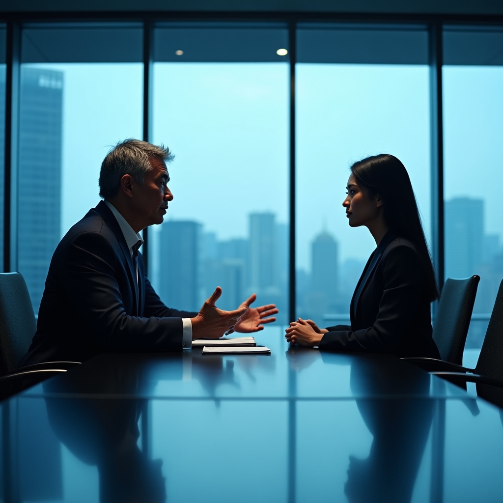 Career coach conducting mock interview session with young Filipino professional in structured coaching environment